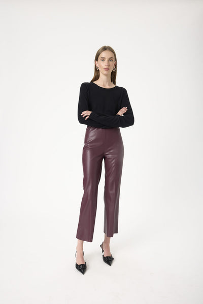 SLKaylee PU Kickflare Pants in Winetasting