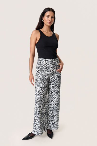 SLSandja Vanesa Pants in Grey Leopard Print