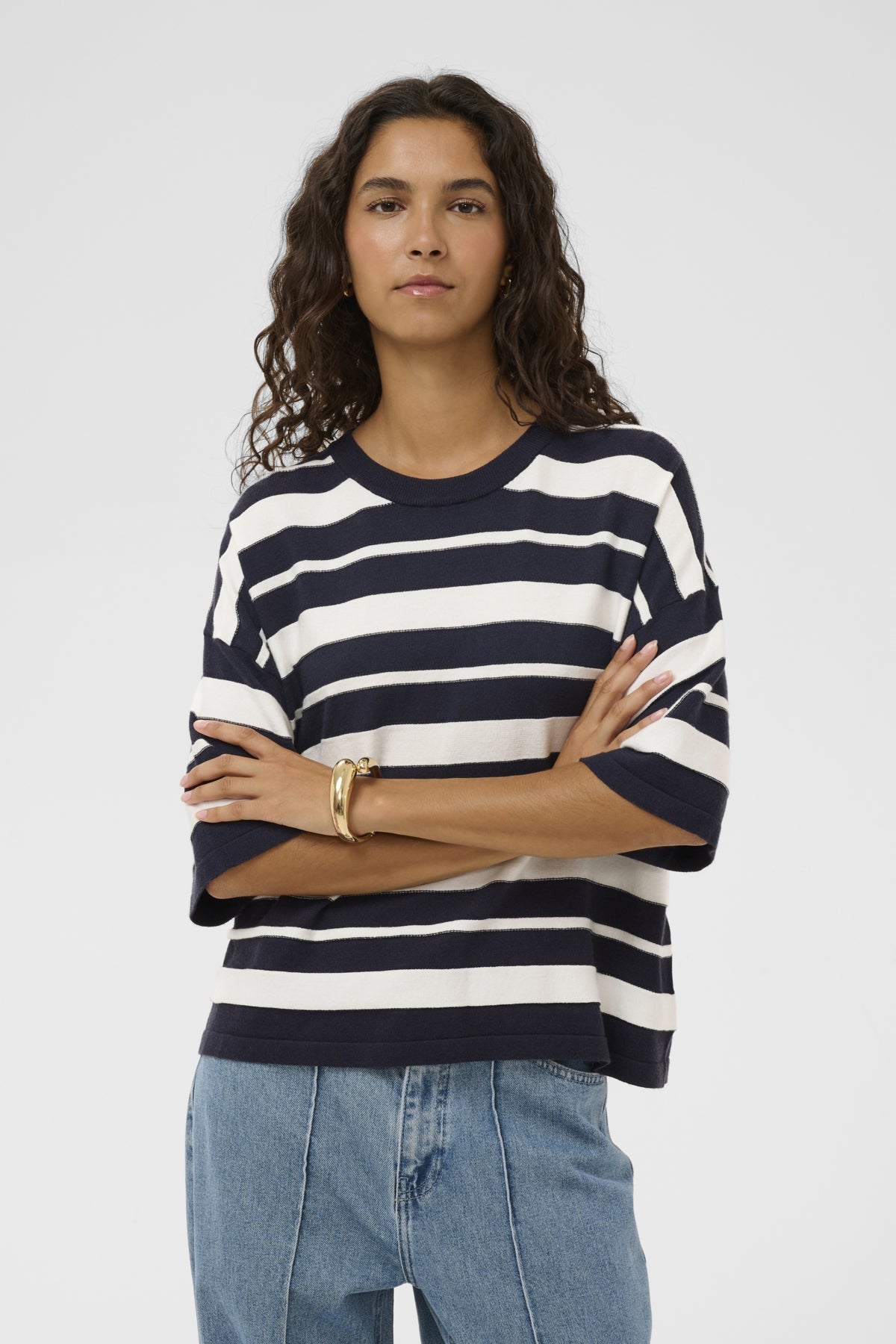 SLSpina Boxy Structure Striped Pullover