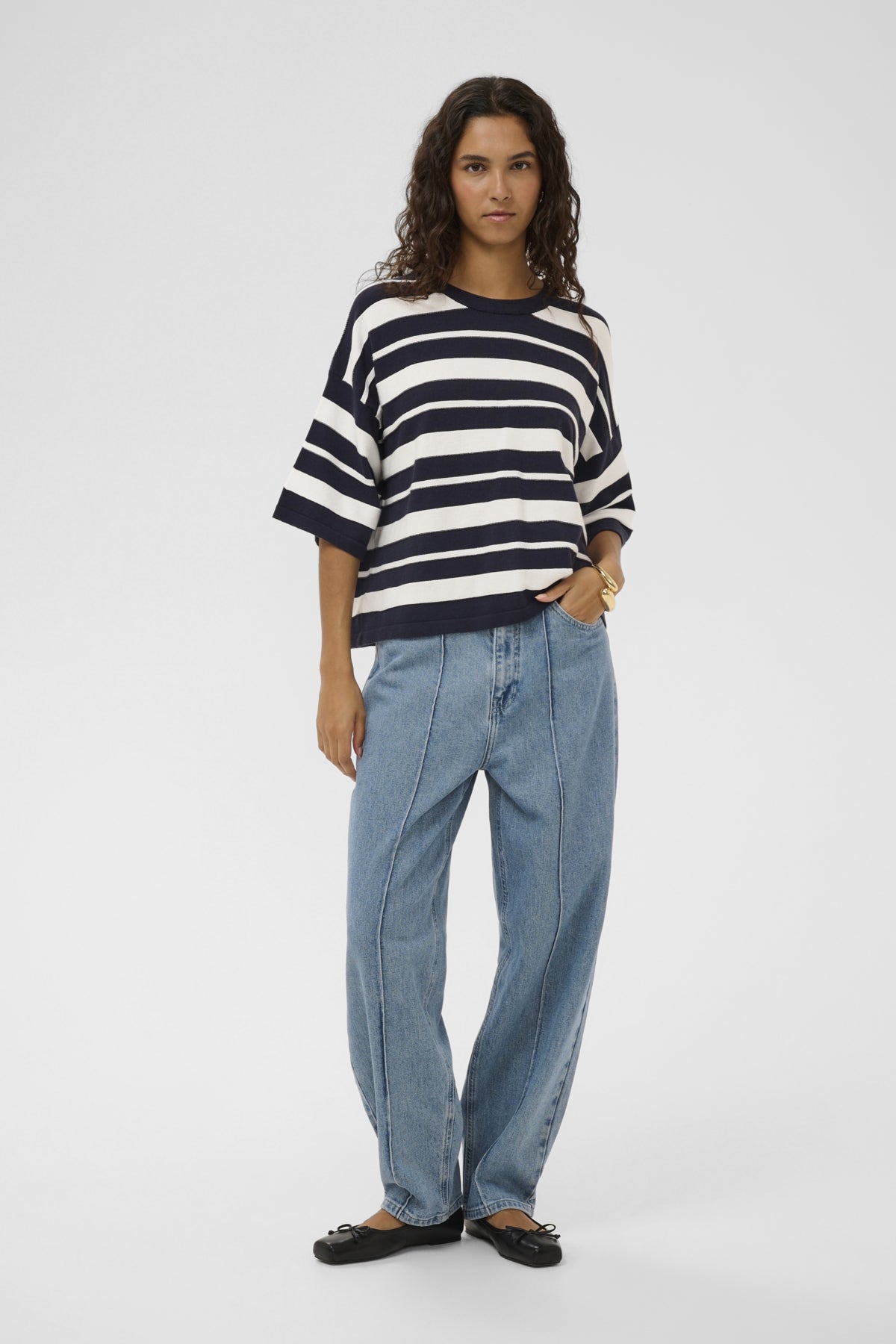 SLSpina Boxy Structure Striped Pullover