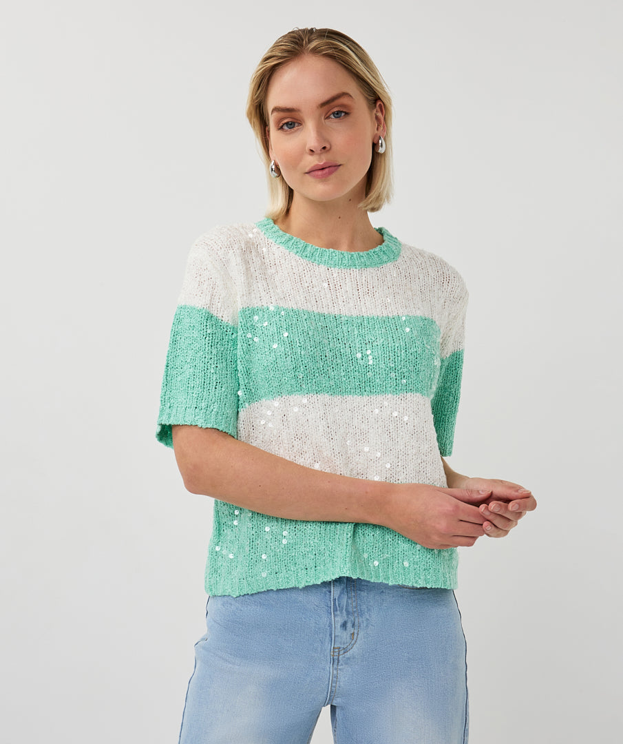 02007 Striped Sequin Sweater - Colour Options