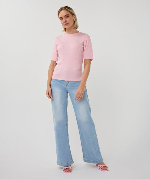02034 Sequin Rib knit Top
