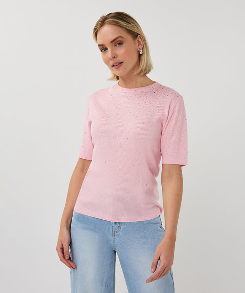 02034 Sequin Rib knit Top