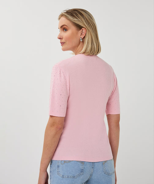 02034 Sequin Rib knit Top