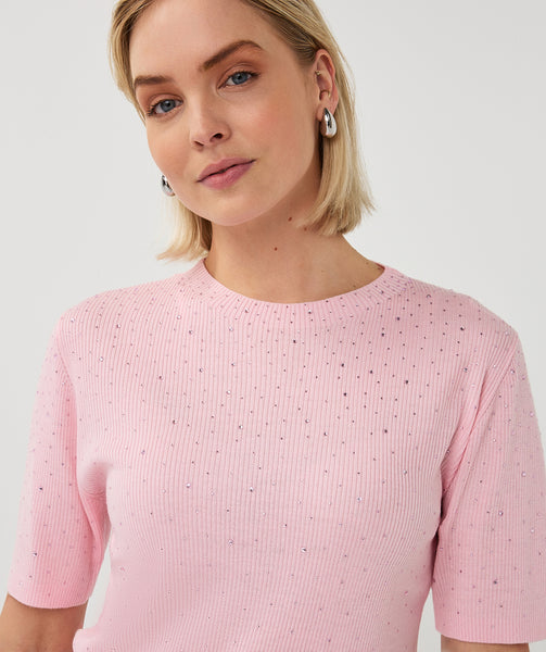 02034 Sequin Rib knit Top