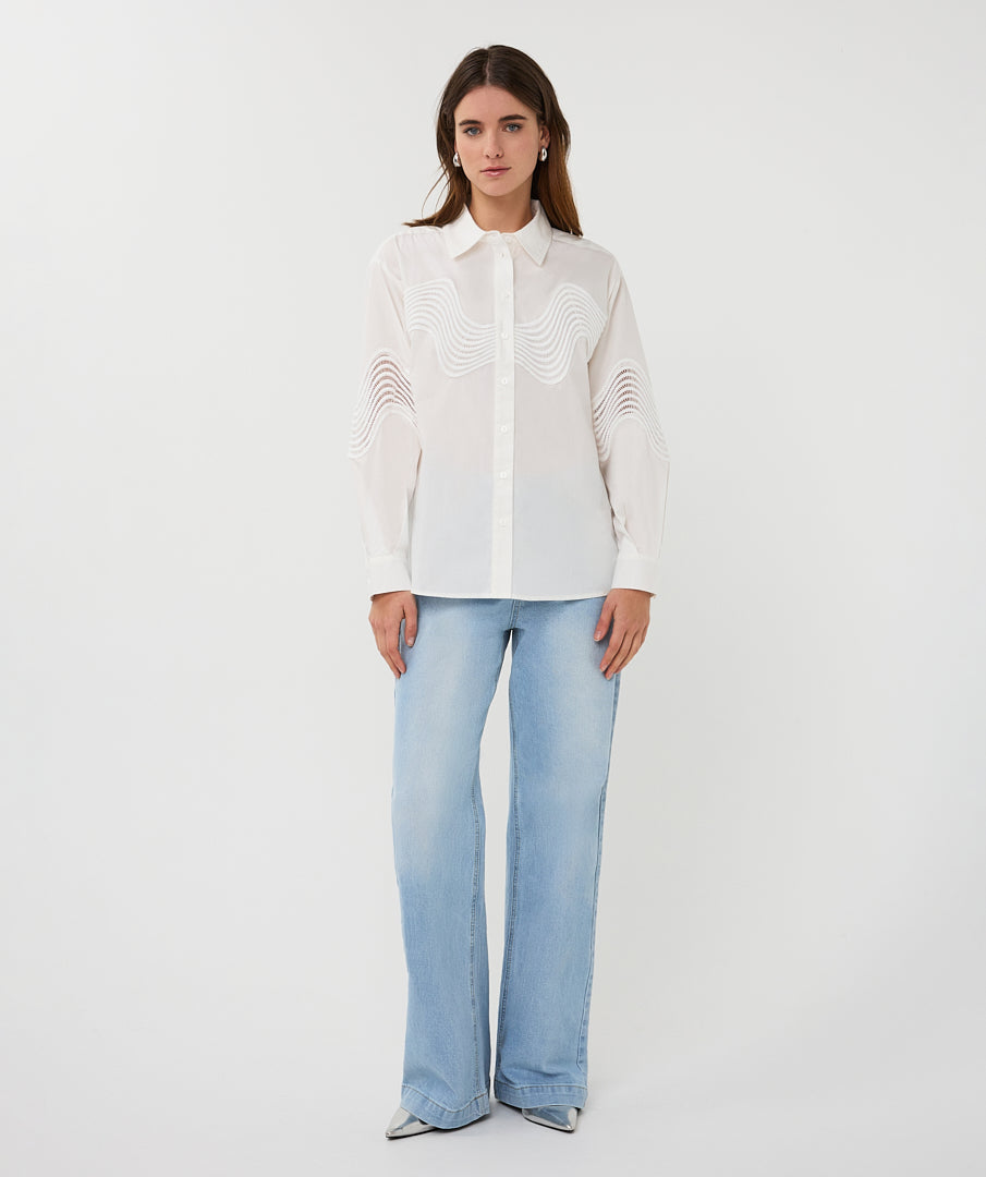 14012 Lace Poplin Blouse