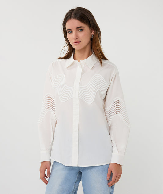 14012 Lace Poplin Blouse