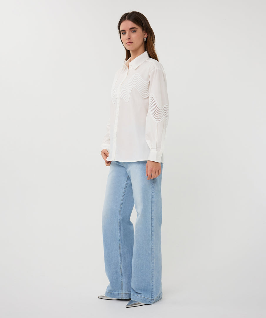 14012 Lace Poplin Blouse