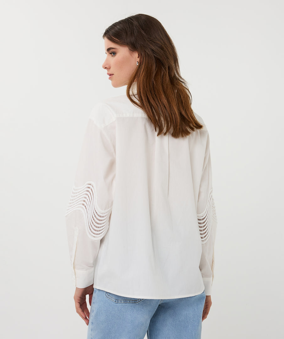 14012 Lace Poplin Blouse