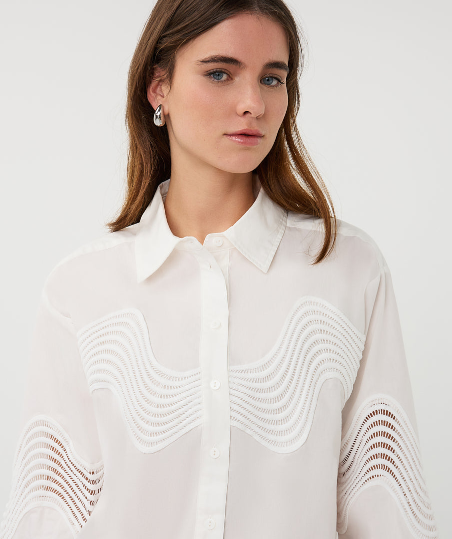 14012 Lace Poplin Blouse