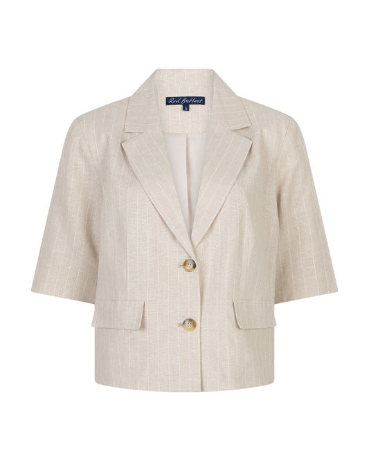 Red Button Linen/Viscose Pinstriped Blazer - Colour Options
