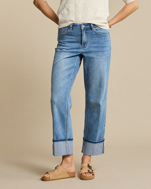 SRB4928 High Hem Kim Jeans with Scarf