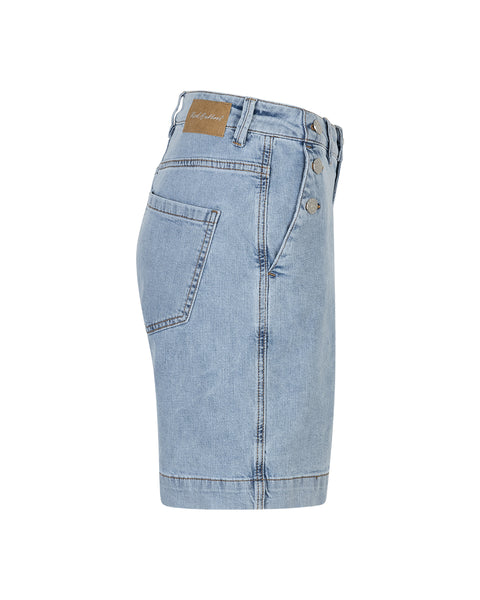 Red Button Bibette Denim Shorts with Buttons
