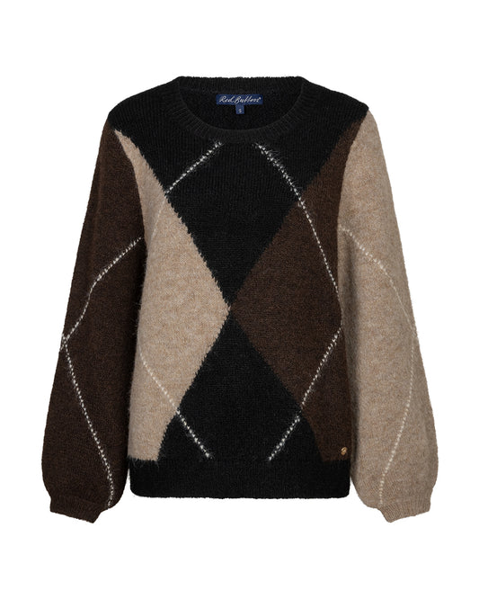 Red Button Argyle Sweater - Colour Options