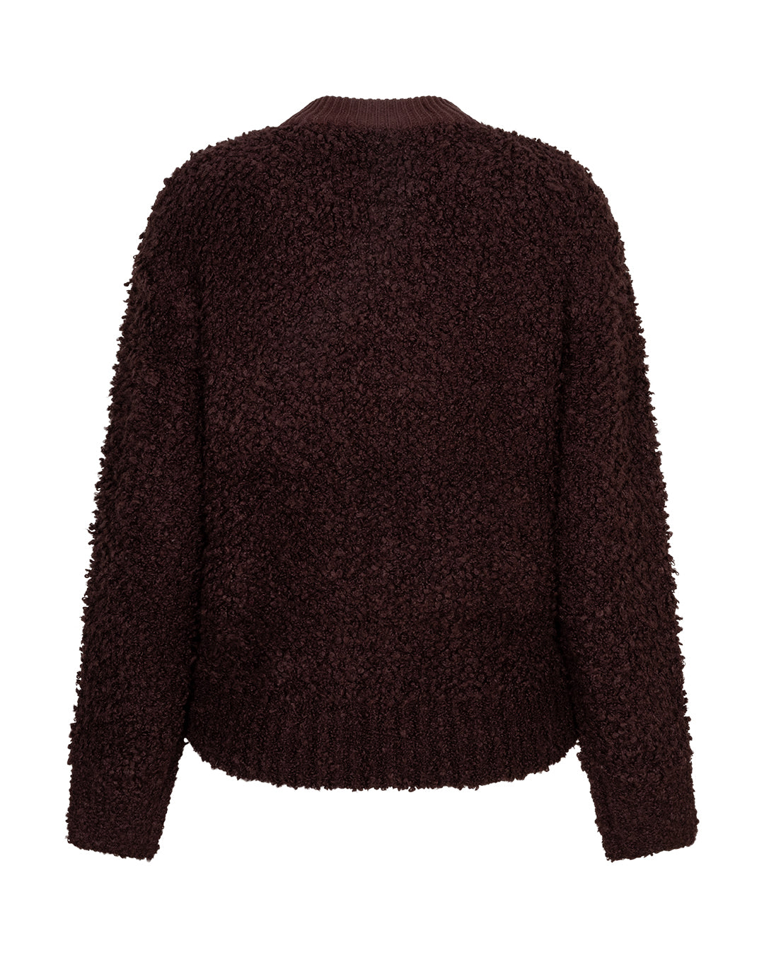 Red Button Boucle Knit Bomber Jacket