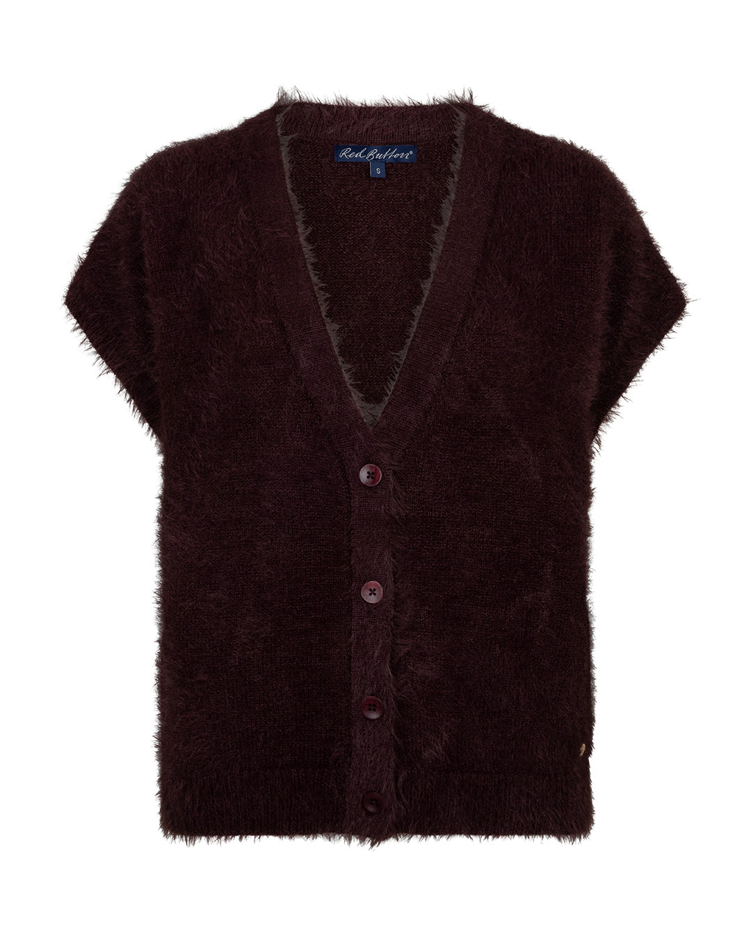 Red Button Sleeveless Fuzzy Vest - Colour Options