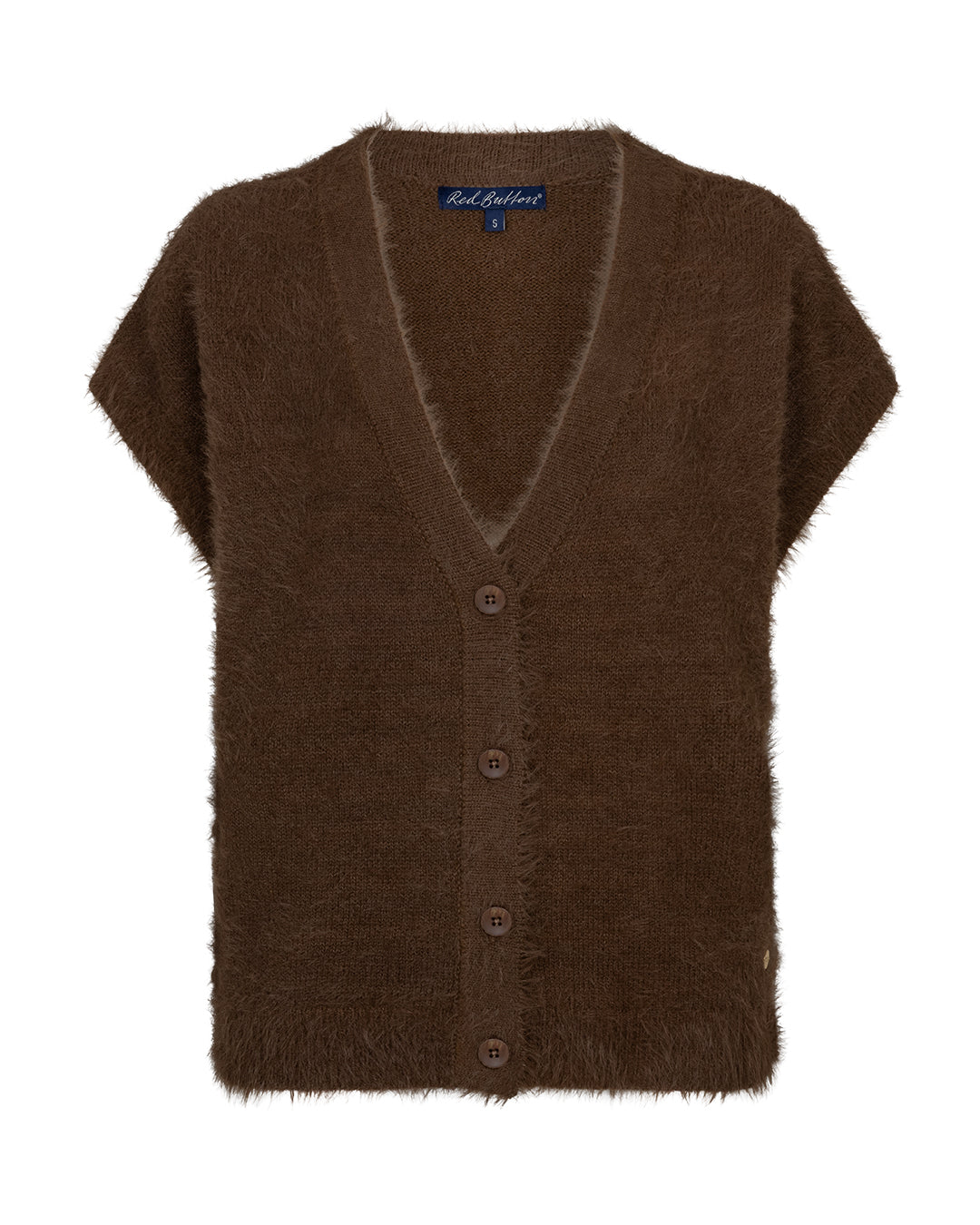 Red Button Sleeveless Fuzzy Vest - Colour Options