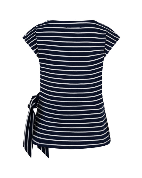Red Button Terry Stripe T-shirt with Knot