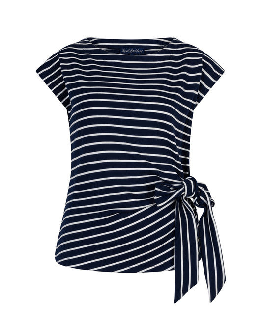 Red Button Terry Stripe T-shirt with Knot
