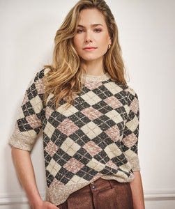 07717 short sleeve Argyle Sweater
