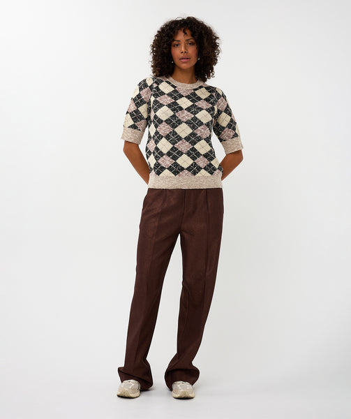 07717 short sleeve Argyle Sweater