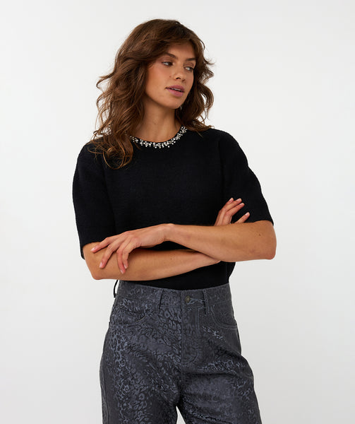 07720 Sequin neck Sweater - Colour Options