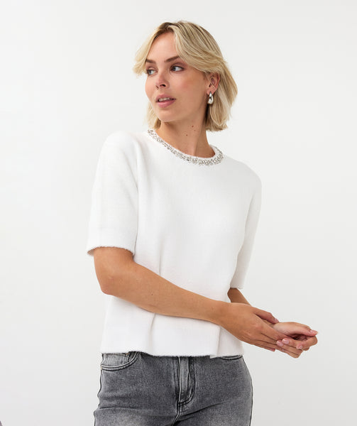07720 Sequin neck Sweater - Colour Options