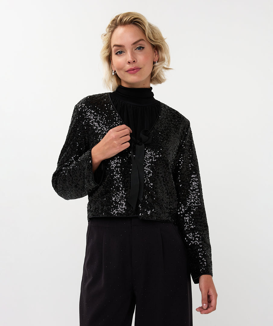 08707 short Sequin Bow Blazer