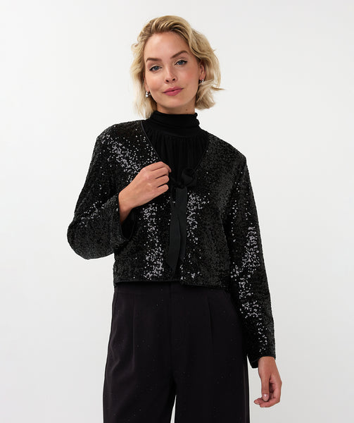 08707 short Sequin Bow Blazer
