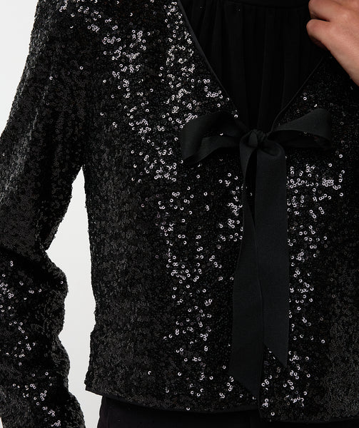 08707 short Sequin Bow Blazer