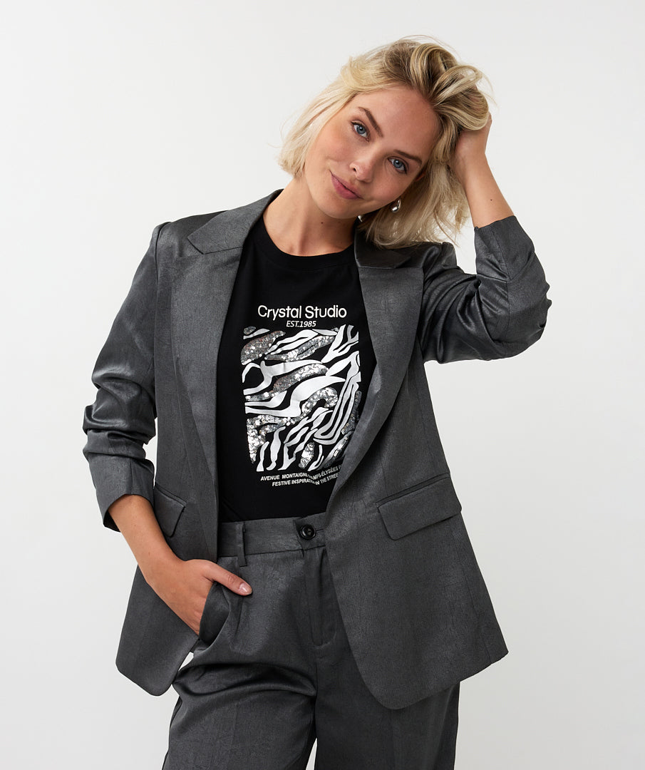 10742 Crinkle Shimmer Blazer