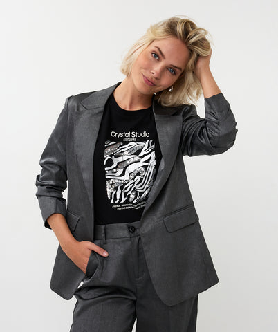 10742 Crinkle Shimmer Blazer