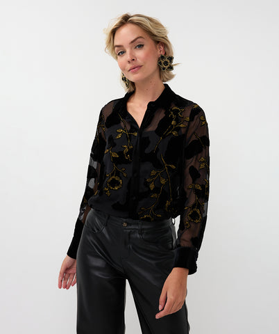 28710 Burnout Flower Blouse