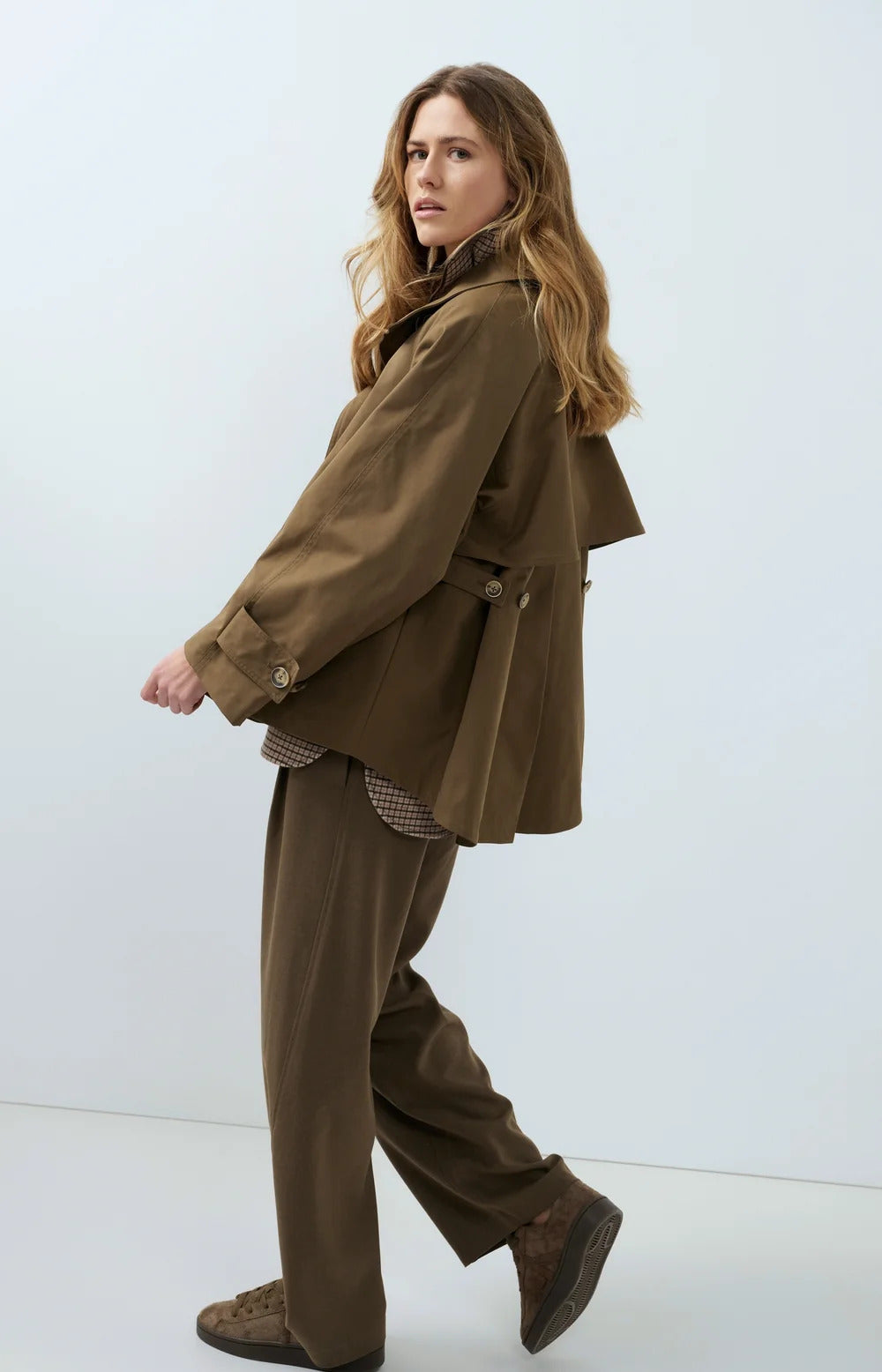 YAYA A-Line Trench Jacket with Stand Collar