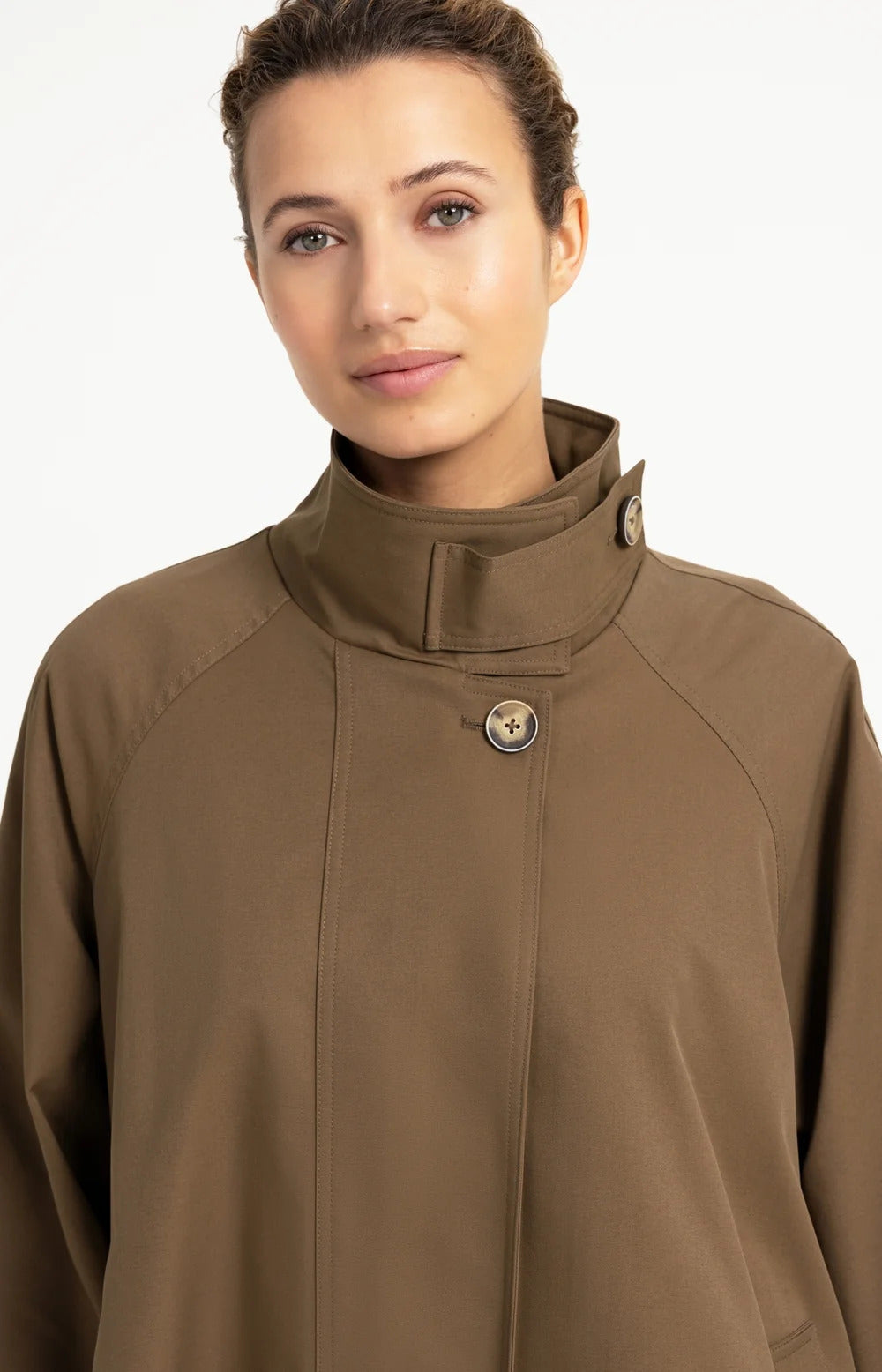 YAYA A-Line Trench Jacket with Stand Collar