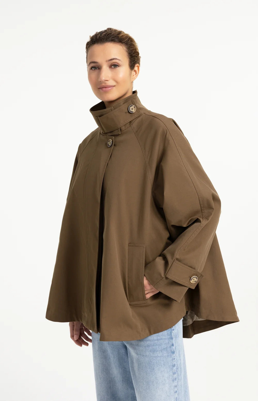 YAYA A-Line Trench Jacket with Stand Collar