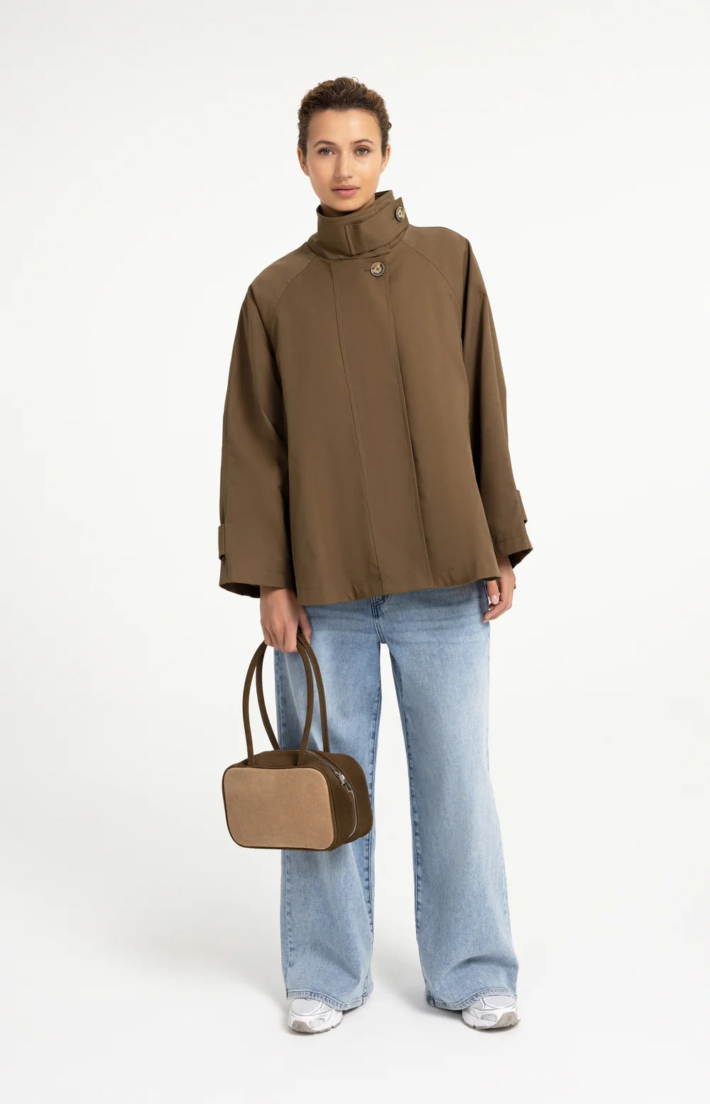 YAYA A-Line Trench Jacket with Stand Collar
