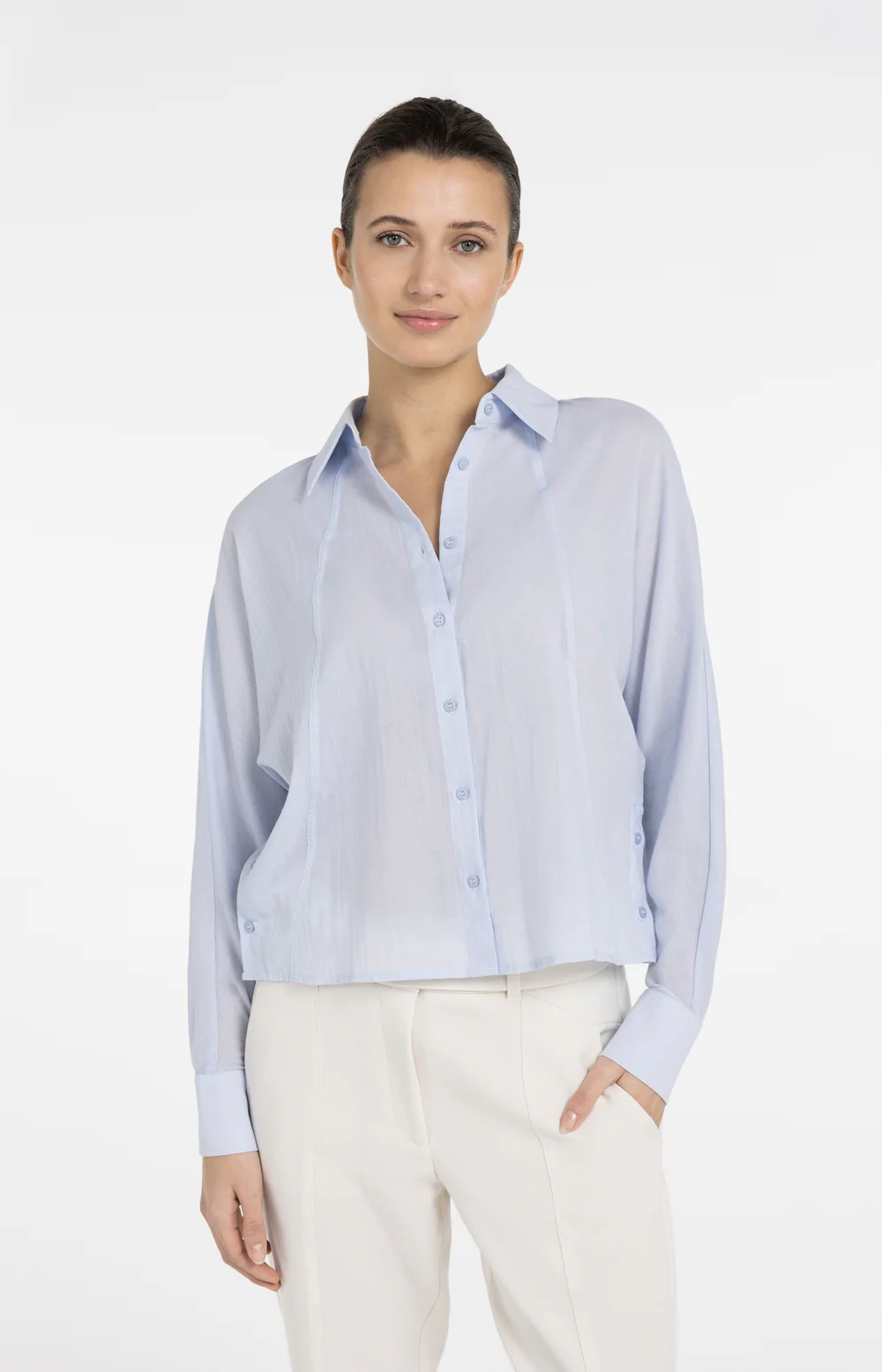 YAYA Blouse with Angled Seams and Button Details