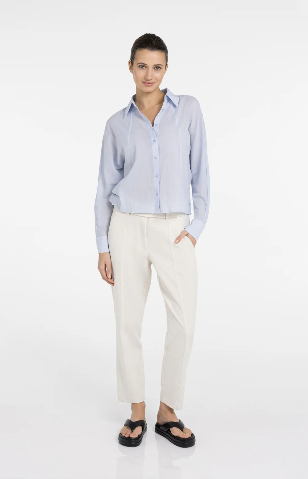YAYA Blouse with Angled Seams and Button Details
