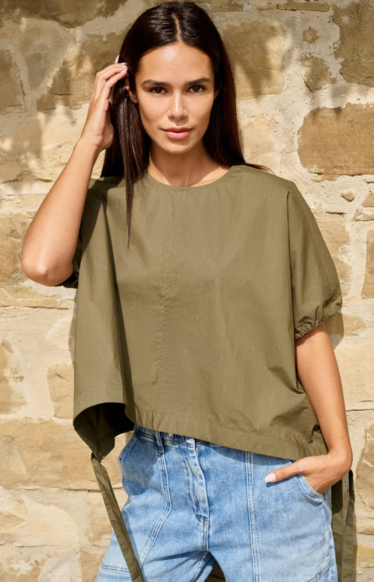 YAYA Boxy Top with Adjustable Waist and Puff Sleeves - Colour Options