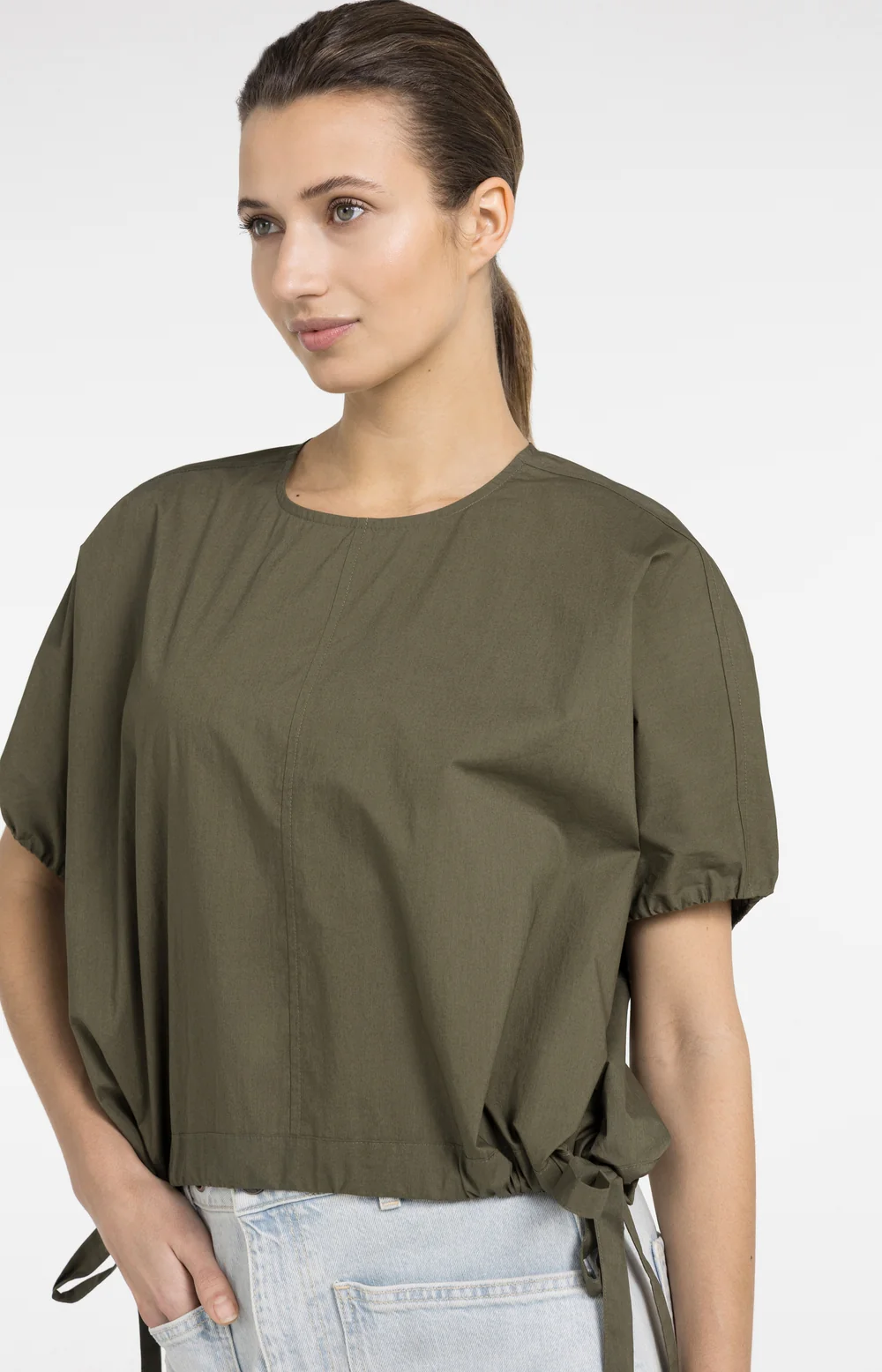 YAYA Boxy Top with Adjustable Waist and Puff Sleeves - Colour Options