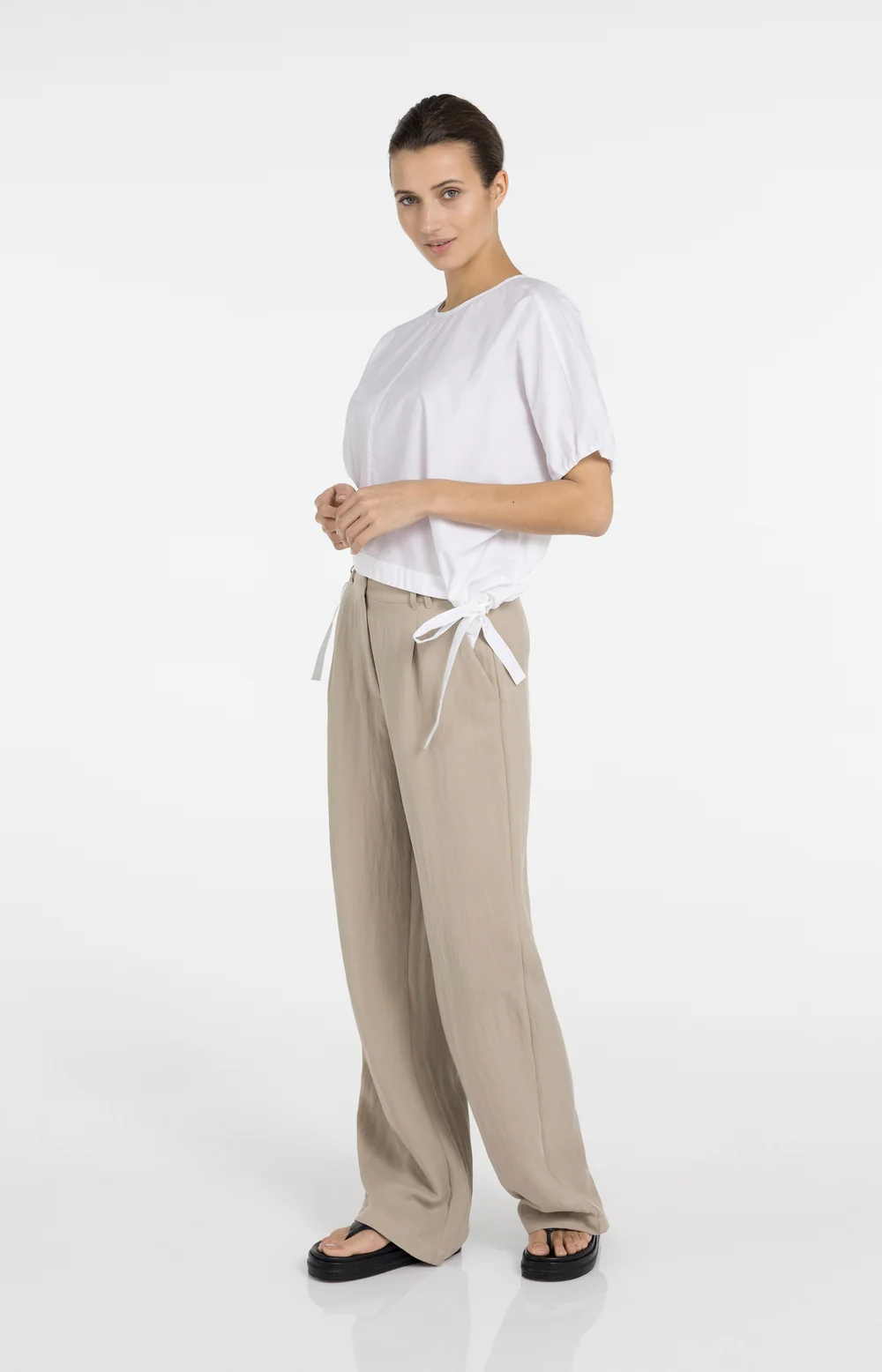 YAYA Boxy Top with Adjustable Waist and Puff Sleeves - Colour Options