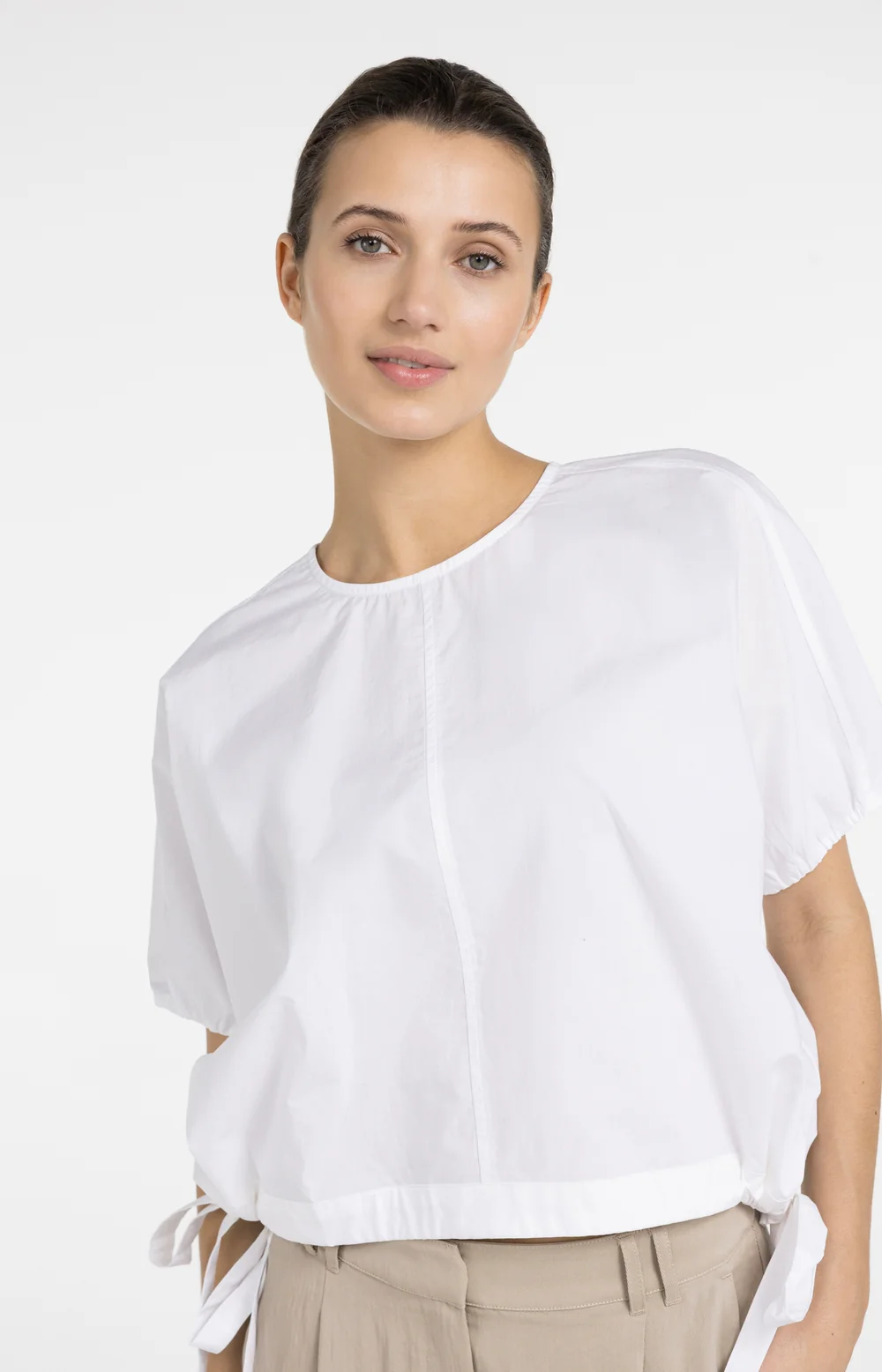 YAYA Boxy Top with Adjustable Waist and Puff Sleeves - Colour Options
