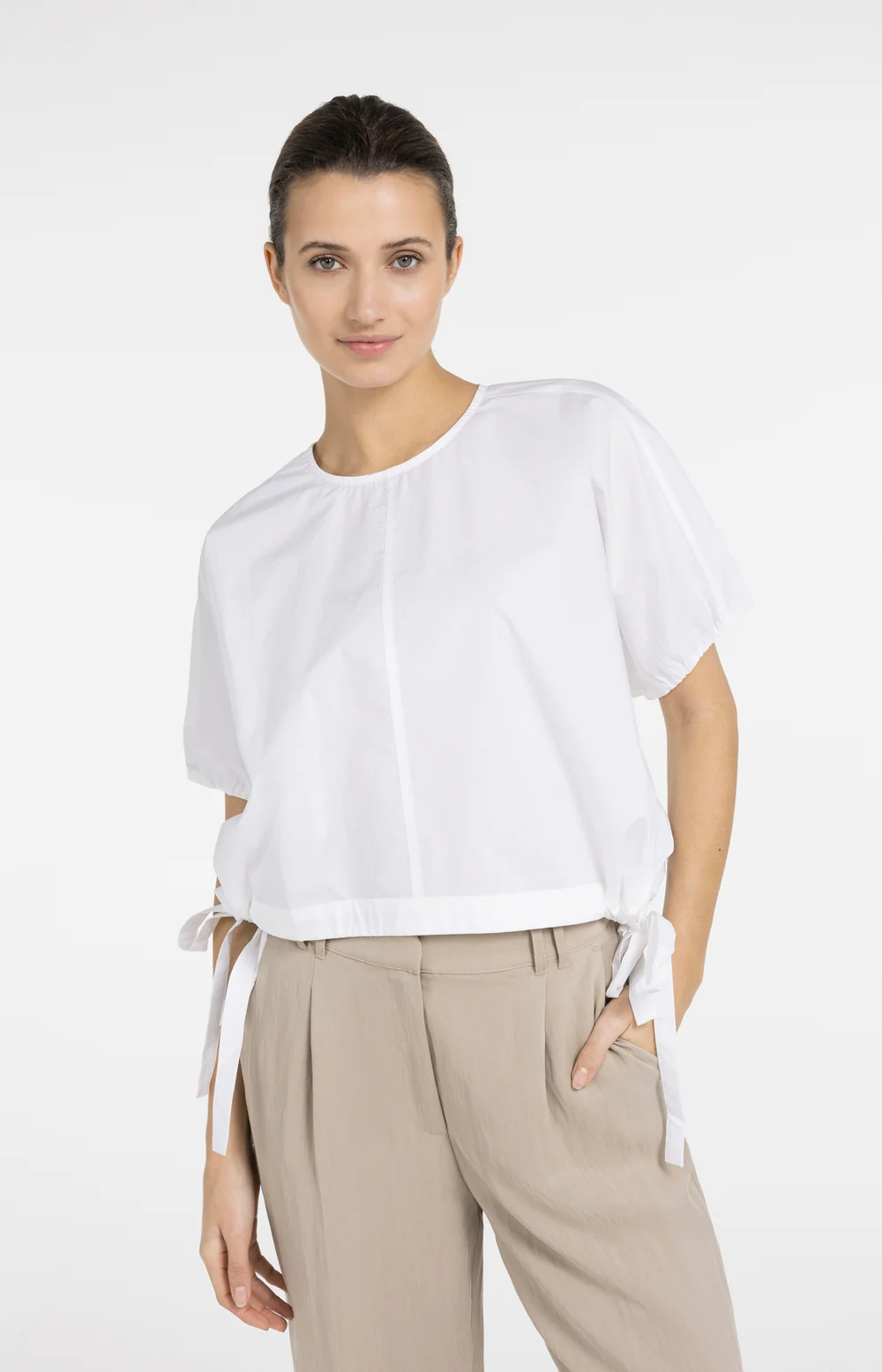 YAYA Boxy Top with Adjustable Waist and Puff Sleeves - Colour Options
