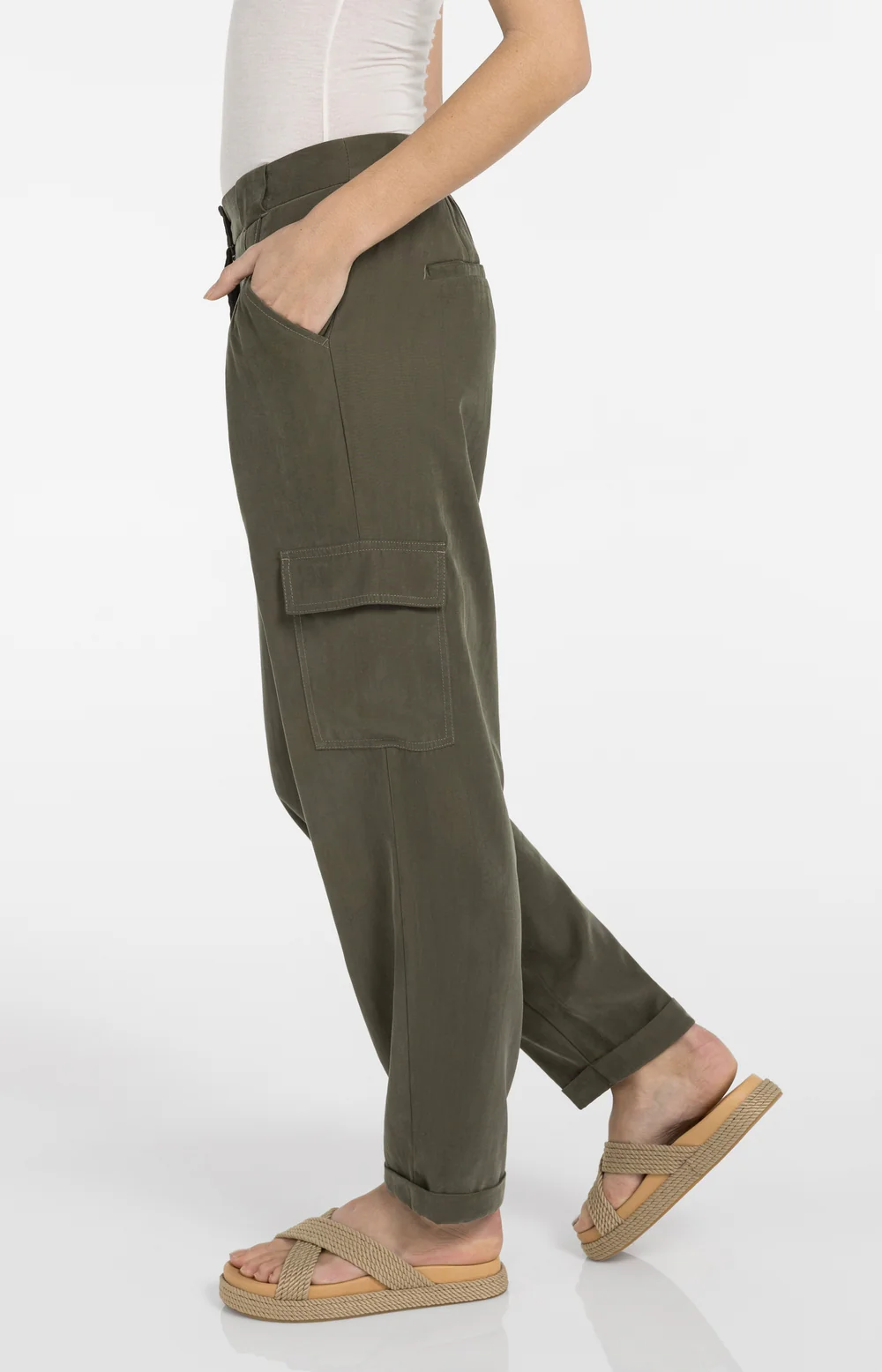 YAYA Woven Straight Leg Cargo Trousers