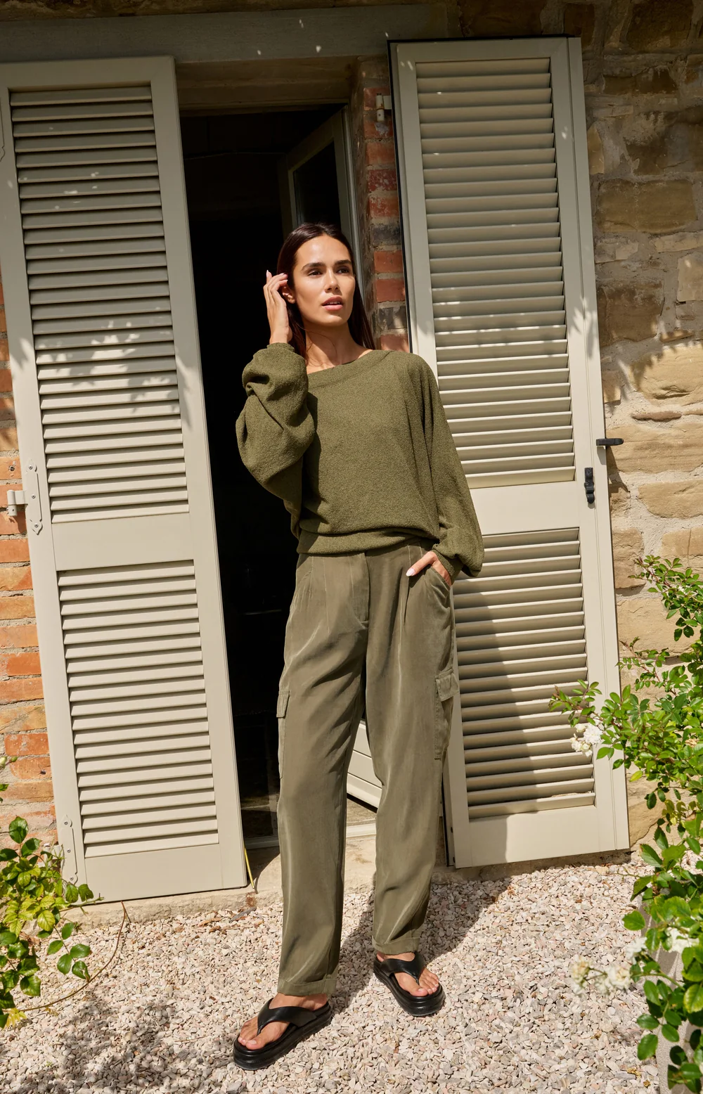 YAYA Woven Straight Leg Cargo Trousers