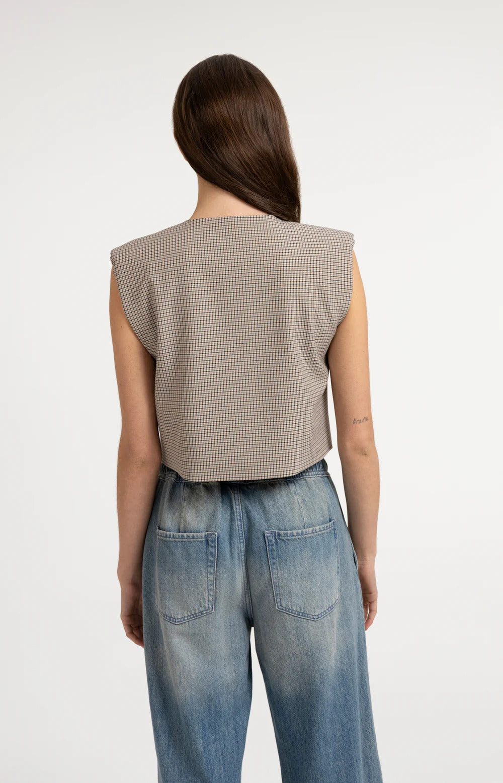 YAYA Woven Check Gilet Jacket