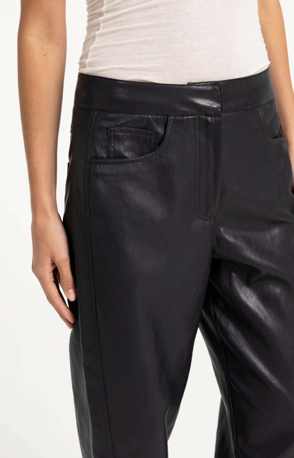 YAYA Faux Leather Carrot Fit Trousers