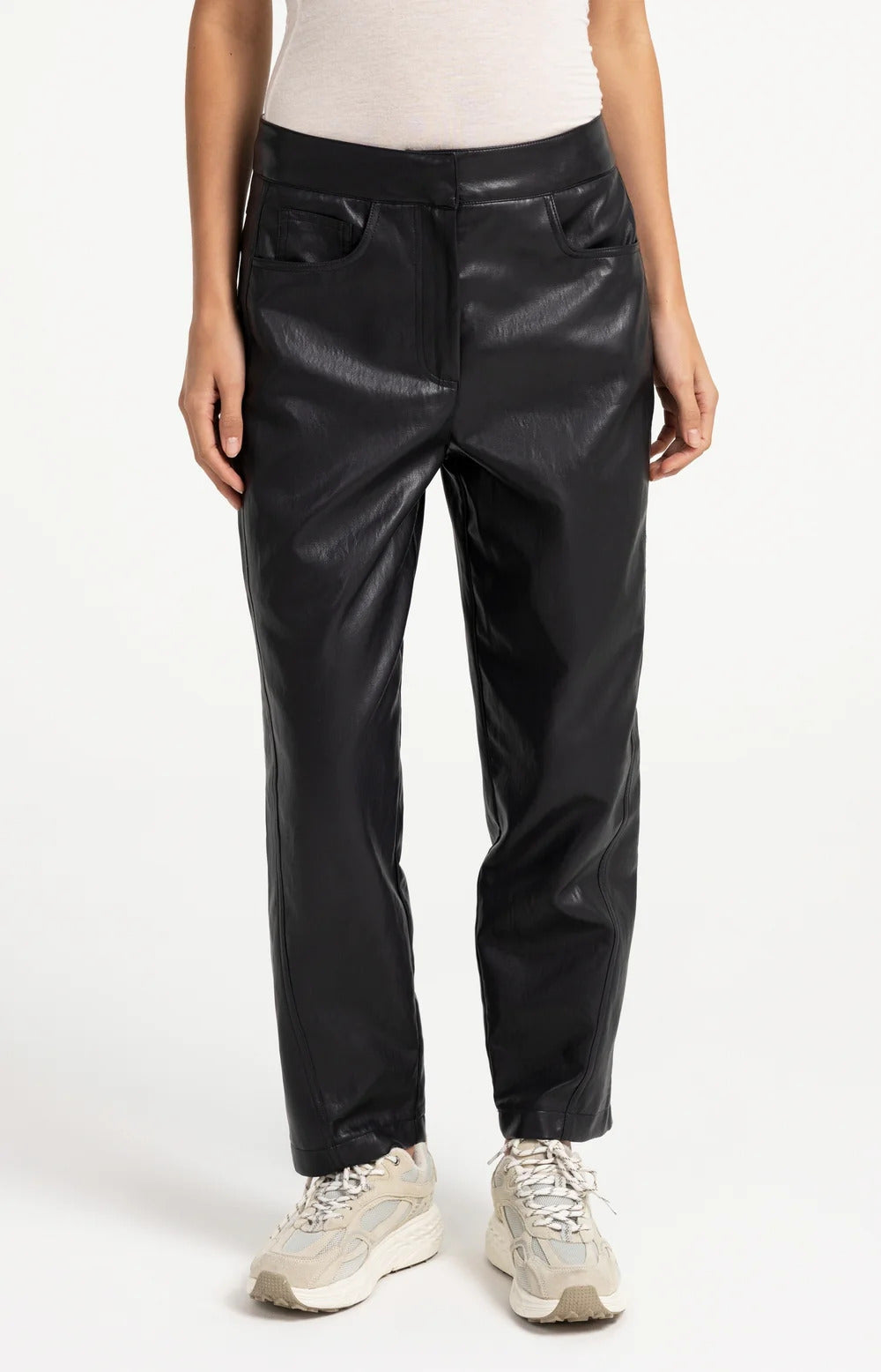 YAYA Faux Leather Carrot Fit Trousers