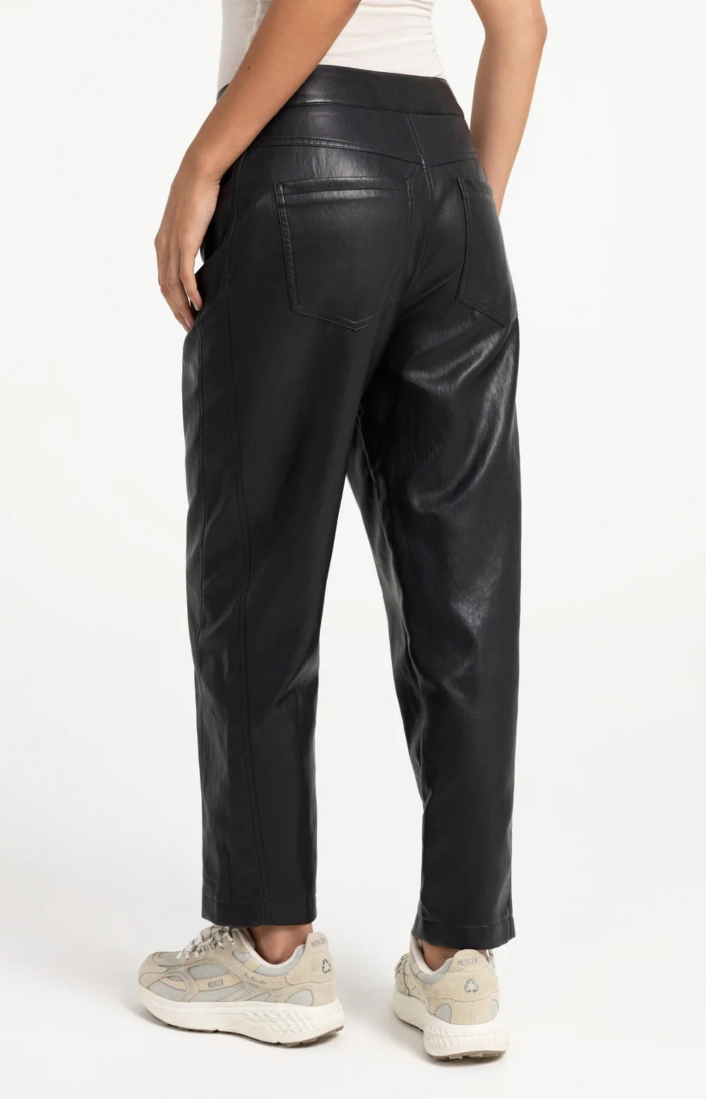 YAYA Faux Leather Carrot Fit Trousers